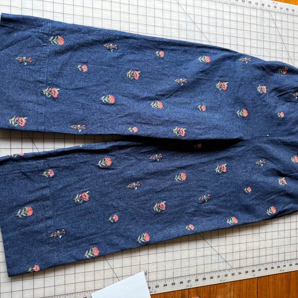 Moon Ray -Chorus Briony cross-stitch high rise wide leg denim pants XL US12 UK16 - Picture 5 of 11